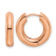 Stainless Steel Rose Gold-Tone Polished Hinged Huggie Hoop Earrings