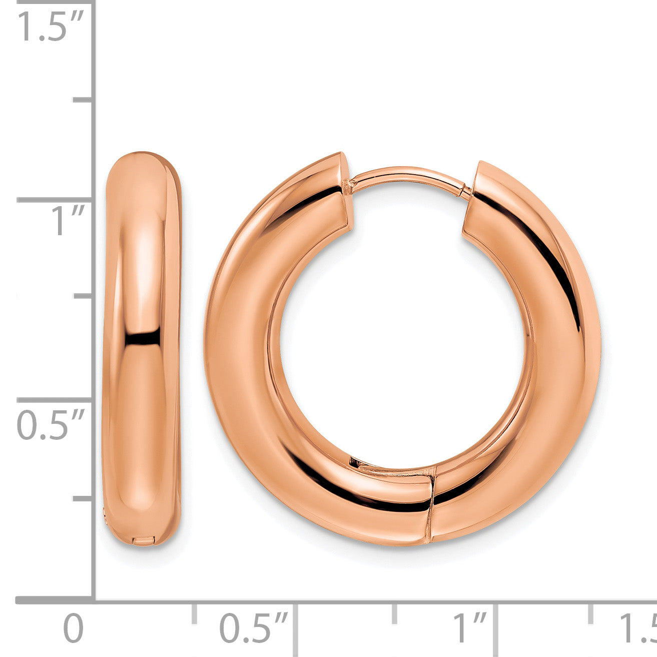 Stainless Steel Rose Gold-Tone Polished Hinged Huggie Hoop Earrings