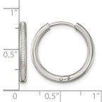 Stainless Steel Polished Textured Hinged Huggie Hoop Earrings