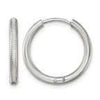Stainless Steel Polished Textured Hinged Huggie Hoop Earrings