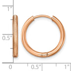 Stainless Steel Rose Gold-Tone Polished Textured Hinged Huggie Hoop Earrings