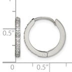 Stainless Steel Polished Hinged Lab-Created Crystal Huggie Hoop Earrings