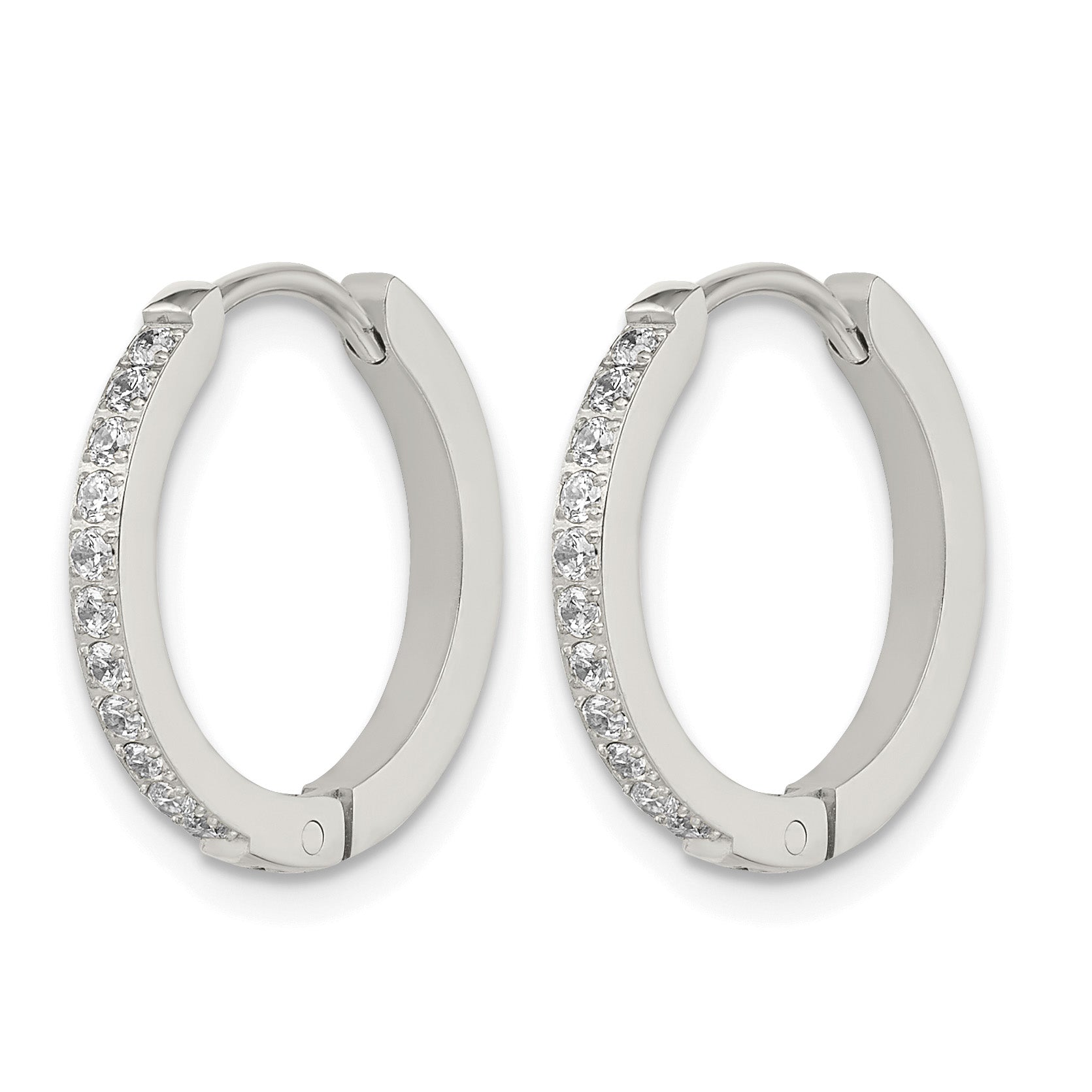 Stainless Steel Polished Hinged Lab-Created Crystal Huggie Hoop Earrings Secondary image