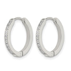Stainless Steel Polished Hinged Lab-Created Crystal Huggie Hoop Earrings