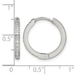 Stainless Steel Polished Hinged Lab-Created Crystal Huggie Hoop Earrings