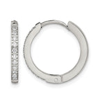 Stainless Steel Polished Hinged Lab-Created Crystal Huggie Hoop Earrings