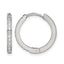 Stainless Steel Polished Hinged Lab-Created Crystal Huggie Hoop Earrings