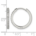 Stainless Steel Polished Hinged Lab-Created Crystal Huggie Hoop Earrings