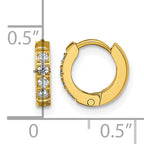 Stainless Steel Gold-Tone Polished Hinged Lab-Created Crystal Huggie Hoop Earrings