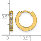 Stainless Steel Gold-Tone Polished Hinged Lab-Created Crystal Huggie Hoop Earrings