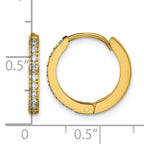 Stainless Steel Gold-Tone Polished Hinged Lab-Created Crystal Huggie Hoop Earrings