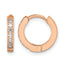 Stainless Steel Rose Gold-Tone Polished Hinged Lab-Created Crystal Huggie Hoop Earrings