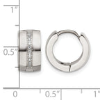 Stainless Steel Polished Hinged Lab-Created Crystal Huggie Hoop Earrings