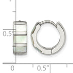 Stainless Steel Polished Pear Hinged Simulated Pearl Huggie Hoop Earrings