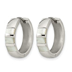 Stainless Steel Polished Pear Hinged Simulated Pearl Huggie Hoop Earrings