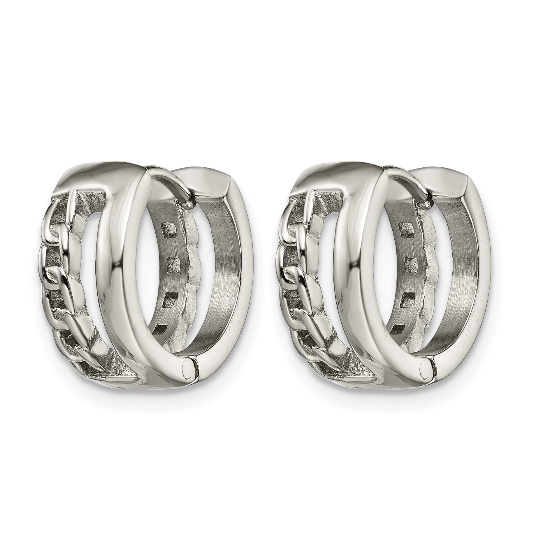 Stainless Steel Polished Hinged Huggie Hoop Earrings Secondary image