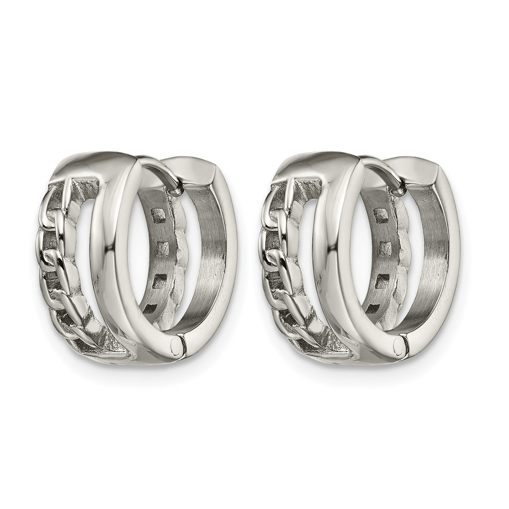 Stainless Steel Polished Hinged Huggie Hoop Earrings
