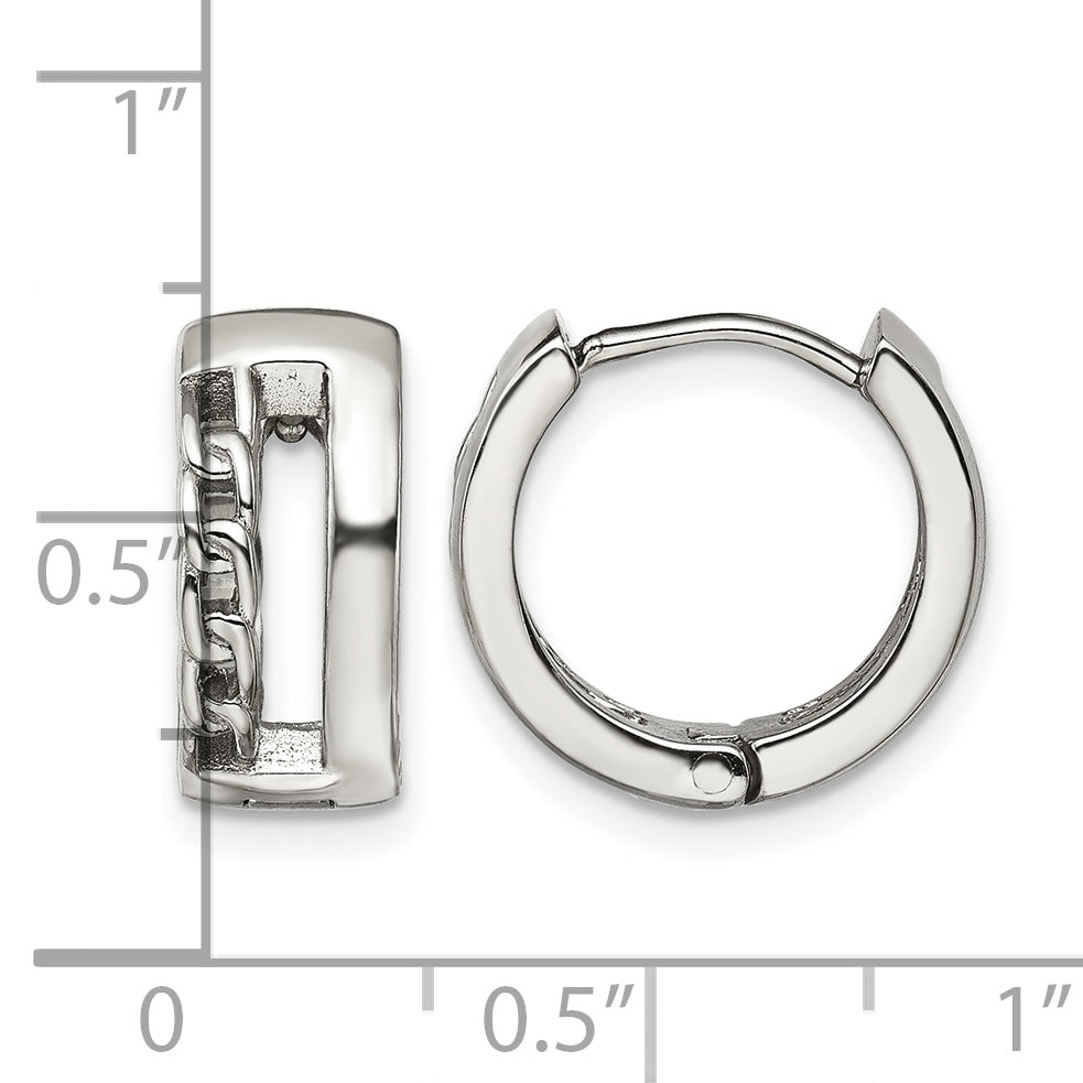 Stainless Steel Polished Hinged Huggie Hoop Earrings