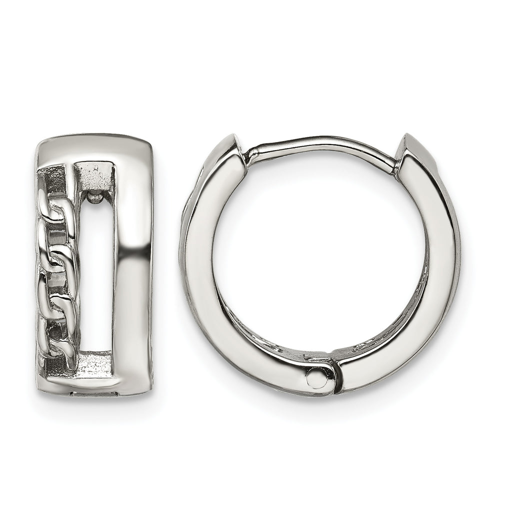 Stainless Steel Polished Hinged Huggie Hoop Earrings