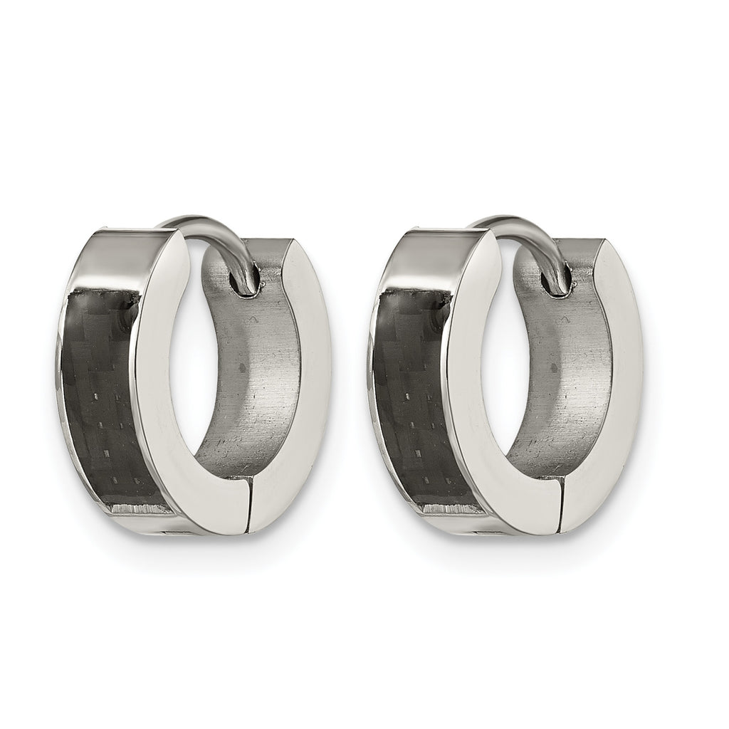 Stainless Steel Polished Hinged Huggie Hoop Earrings