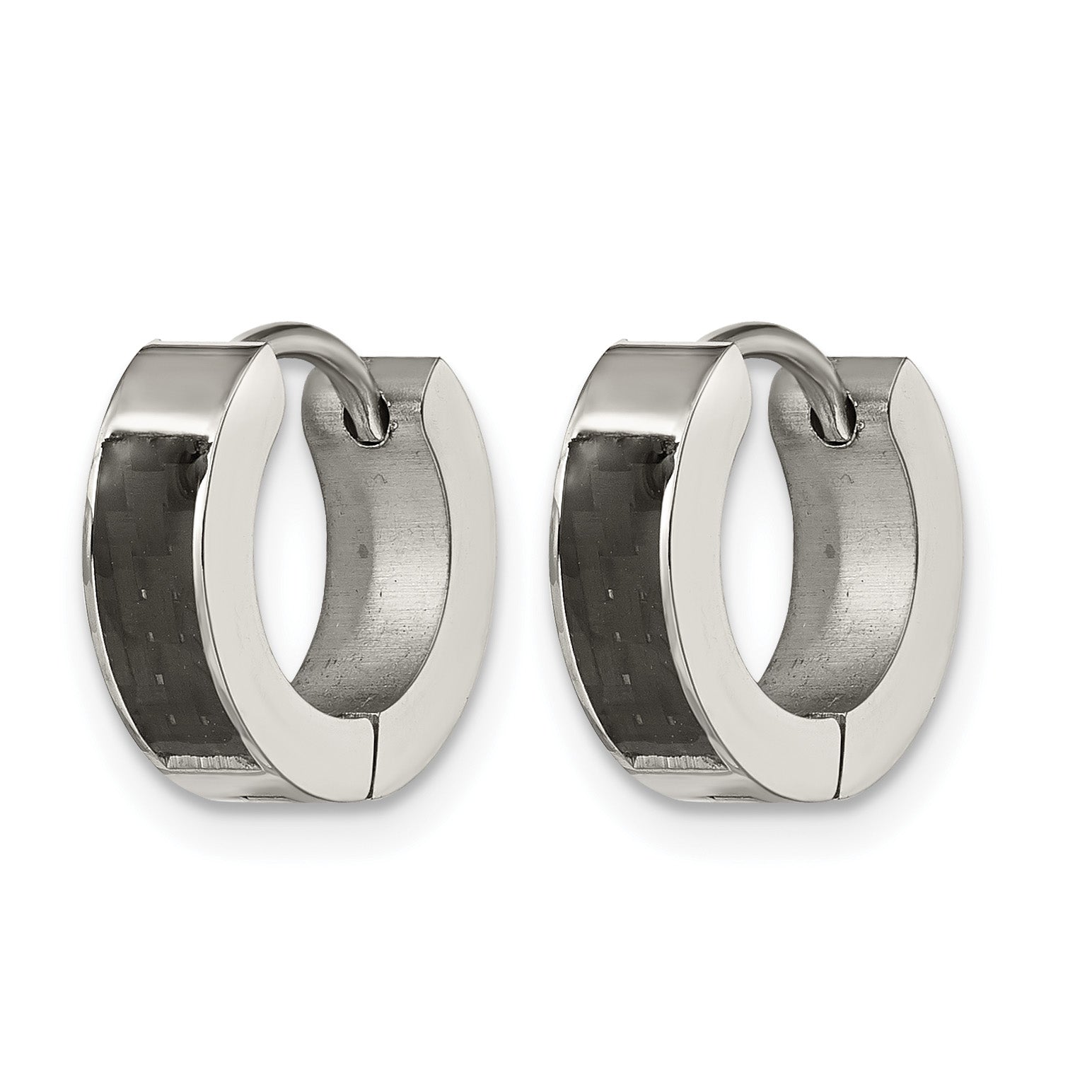Stainless Steel Polished Hinged Huggie Hoop Earrings