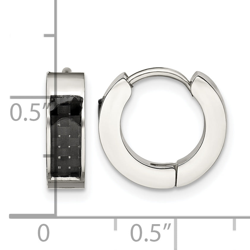 Stainless Steel Polished Hinged Huggie Hoop Earrings