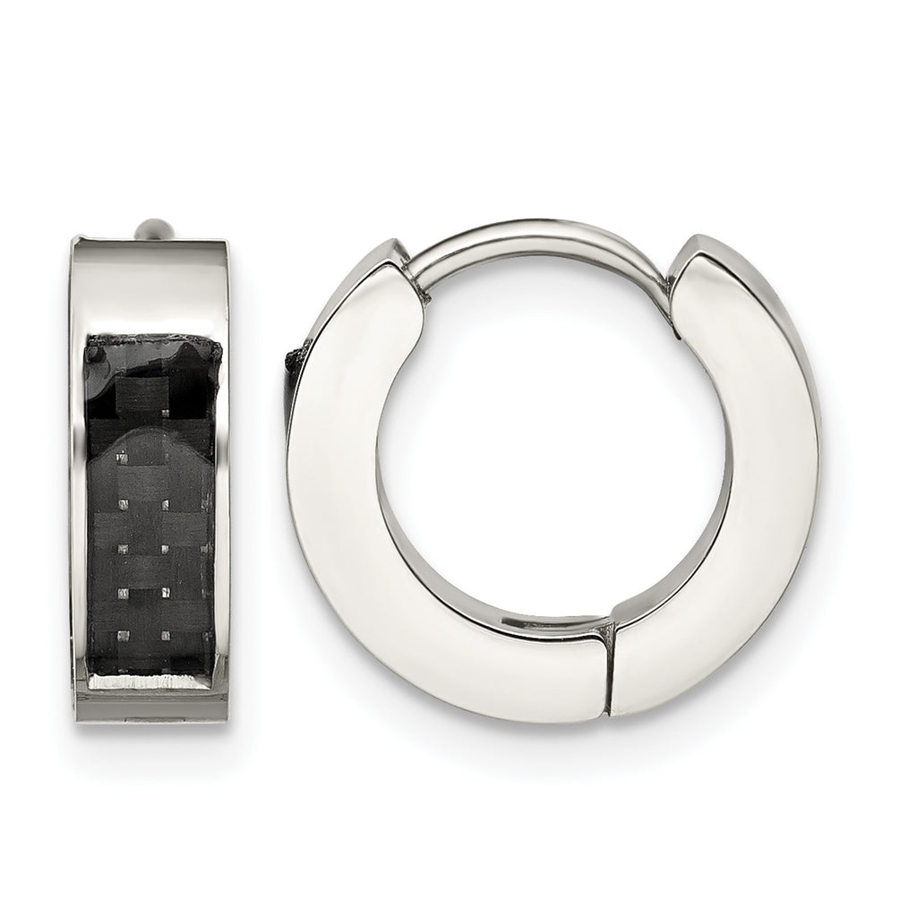 Stainless Steel Polished Hinged Huggie Hoop Earrings
