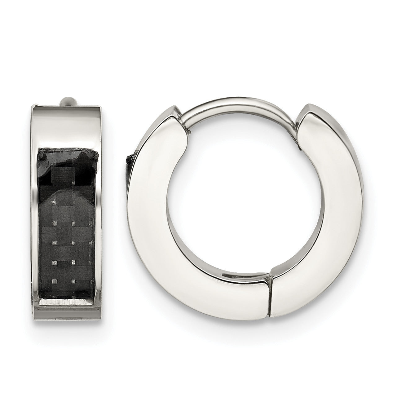 Stainless Steel Polished Hinged Huggie Hoop Earrings