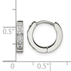 Stainless Steel Polished Hinged Cubic Zirconia Huggie Hoop Earrings
