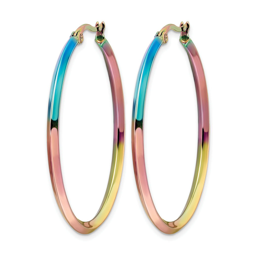 Stainless Steel Multi-Color Polished Hoop Earrings