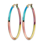 Stainless Steel Multi-Color Polished Hoop Earrings