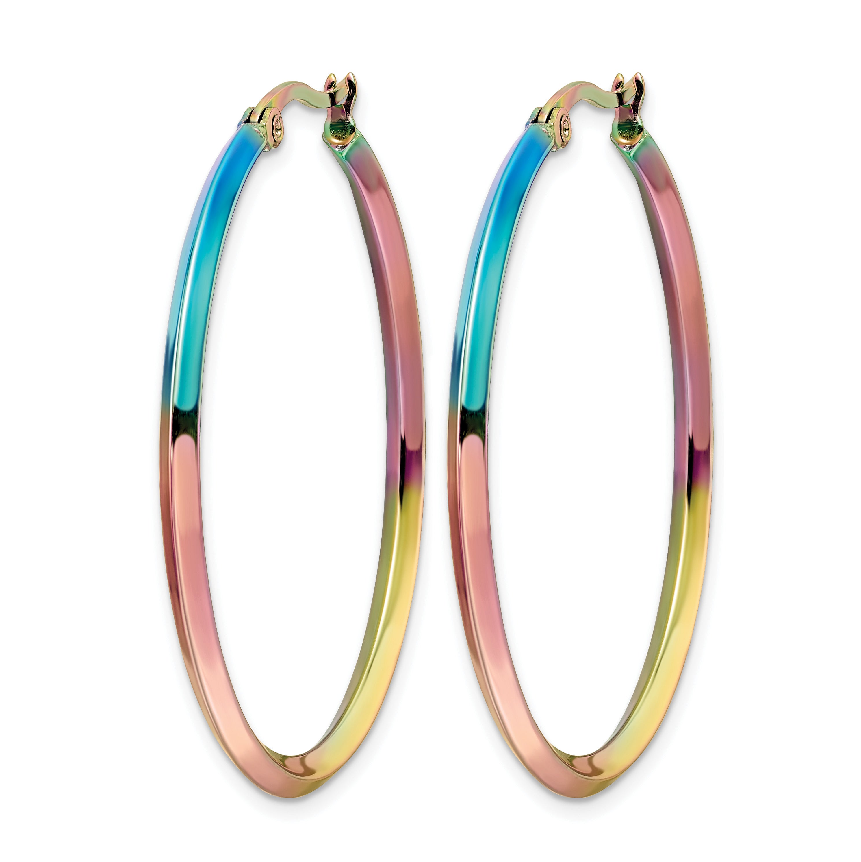 Stainless Steel Multi-Color Polished Hoop Earrings