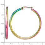 Stainless Steel Multi-Color Polished Hoop Earrings