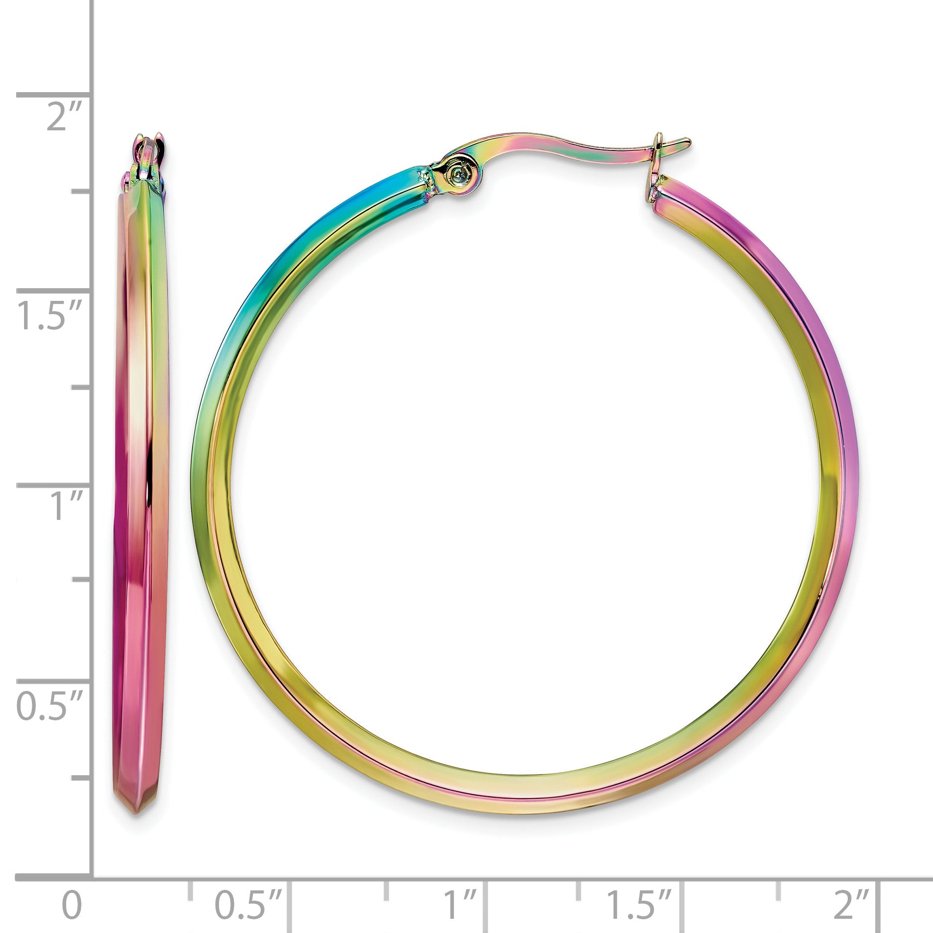 Stainless Steel Multi-Color Polished Hoop Earrings