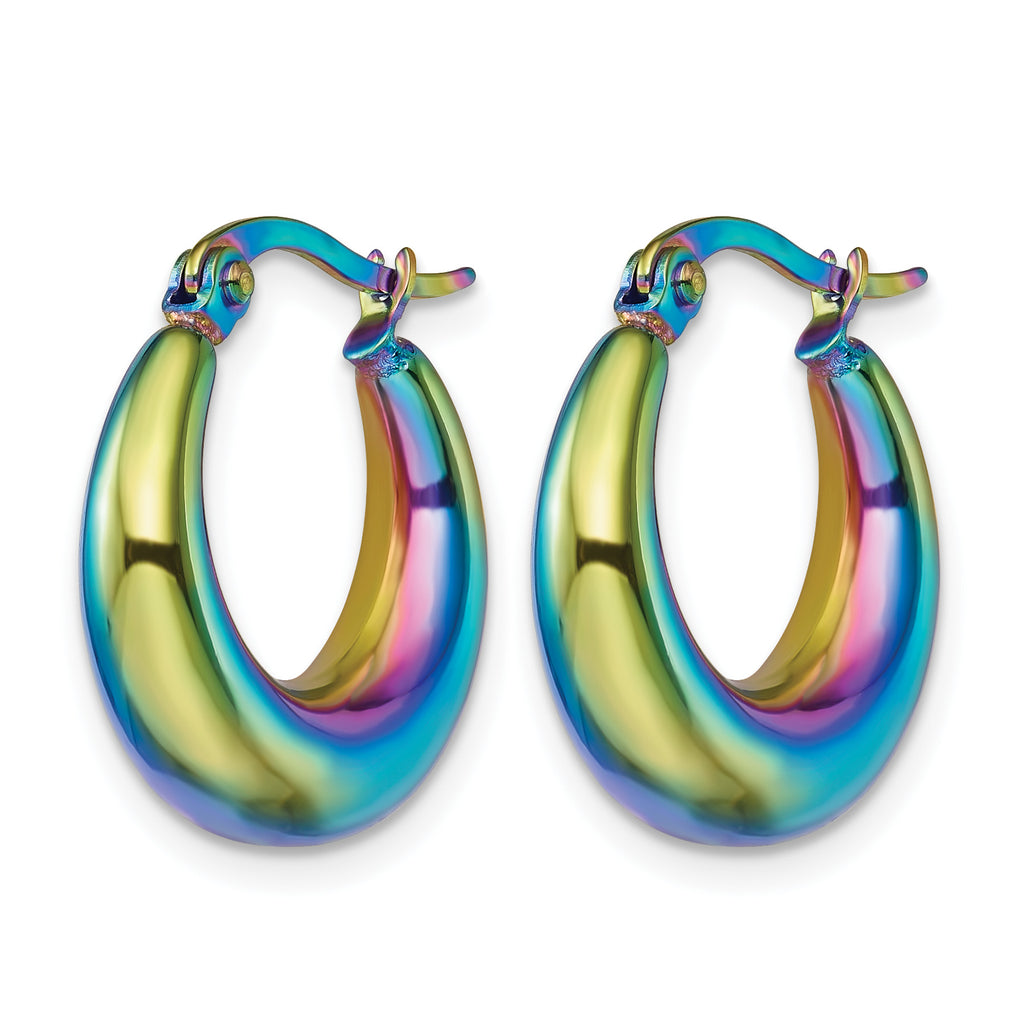 Stainless Steel Multi-Color Polished Hoop Earrings for Women
