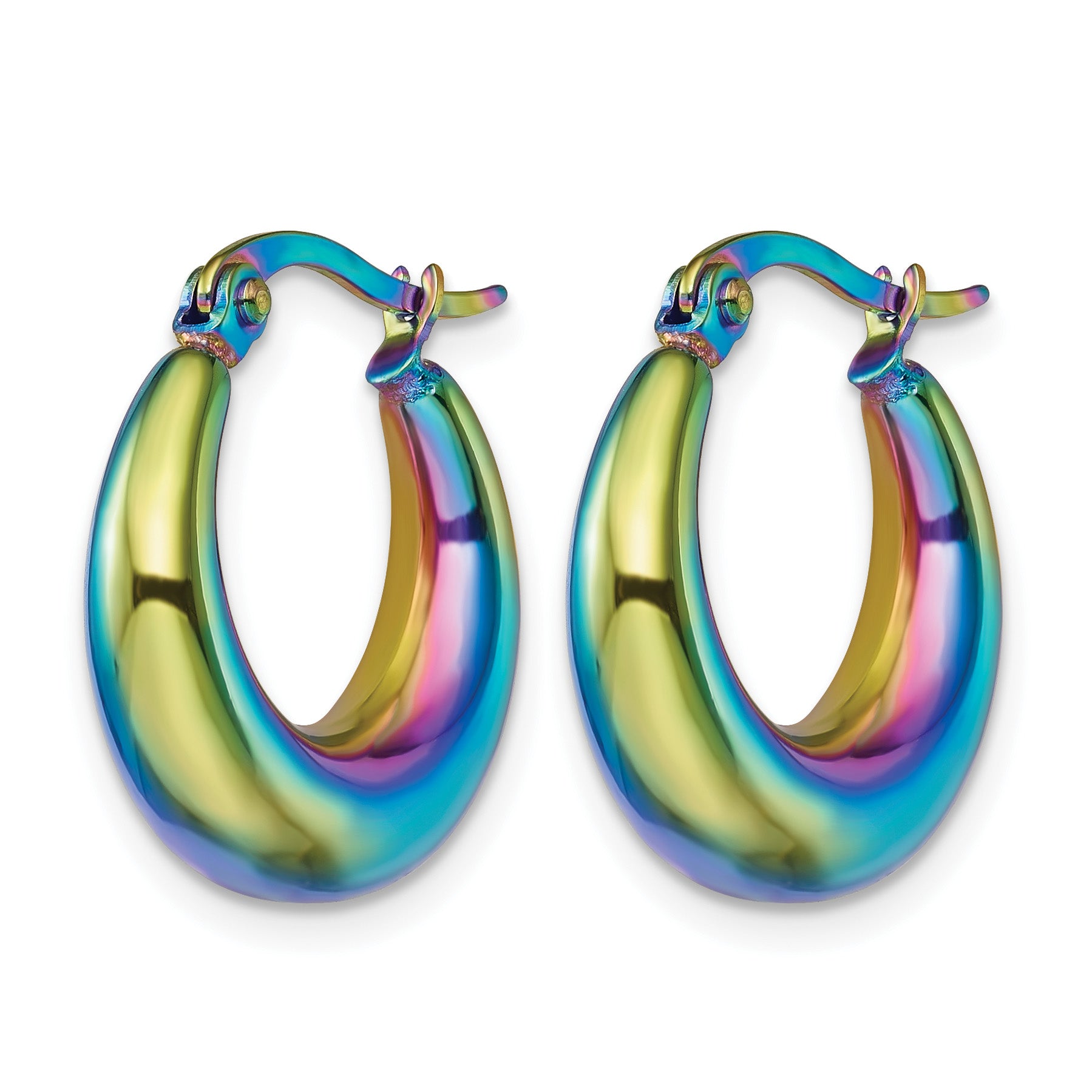 Stainless Steel Multi-Color Polished Hoop Earrings for Women