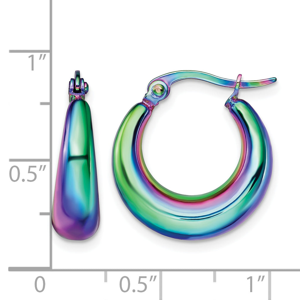 Stainless Steel Multi-Color Polished Hoop Earrings for Women