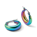 Stainless Steel Multi-Color Polished Hoop Earrings for Women