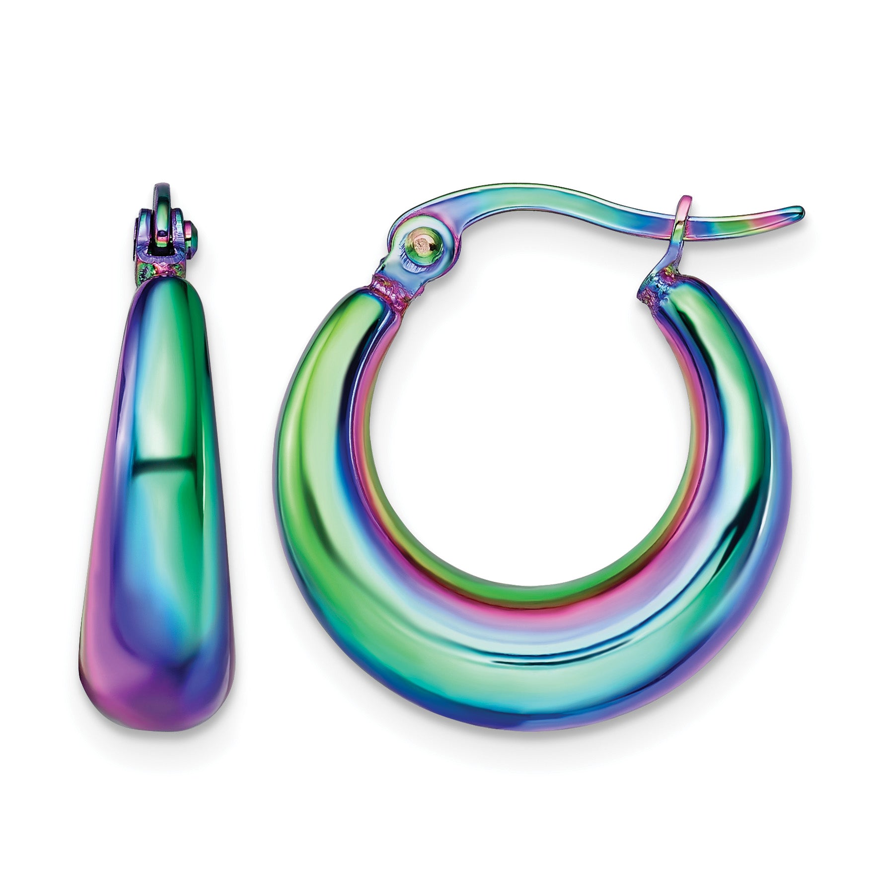 Stainless Steel Multi-Color Polished Hoop Earrings for Women