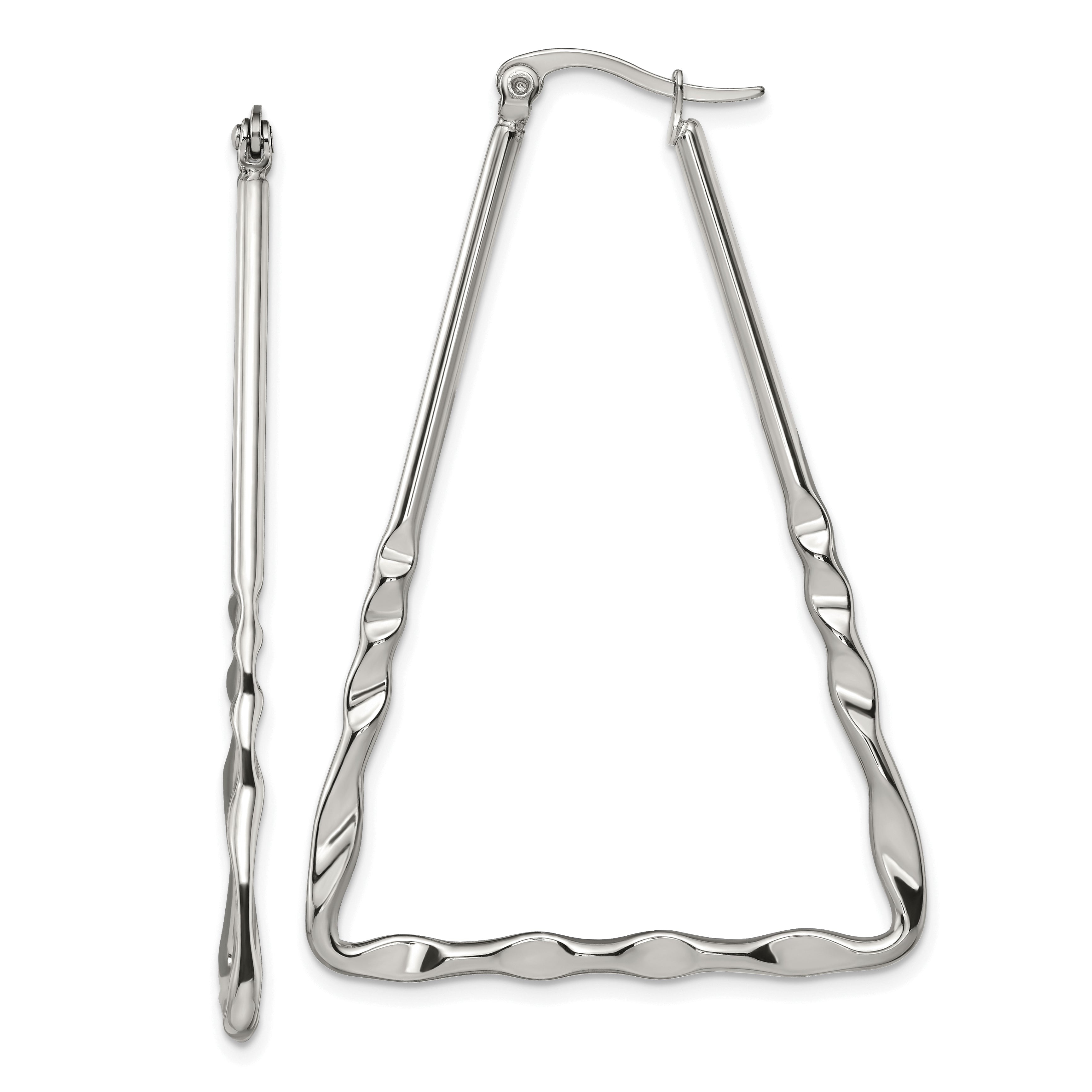 Chisel Stainless Steel Polished Triangular Hoop Earrings