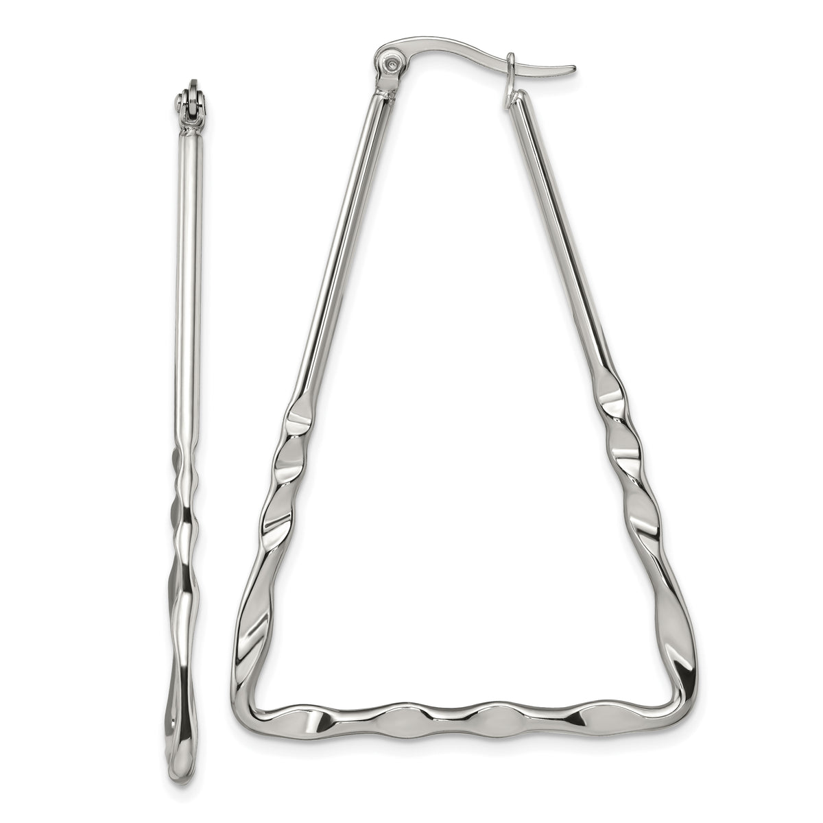Chisel Stainless Steel Polished Triangular Hoop Earrings