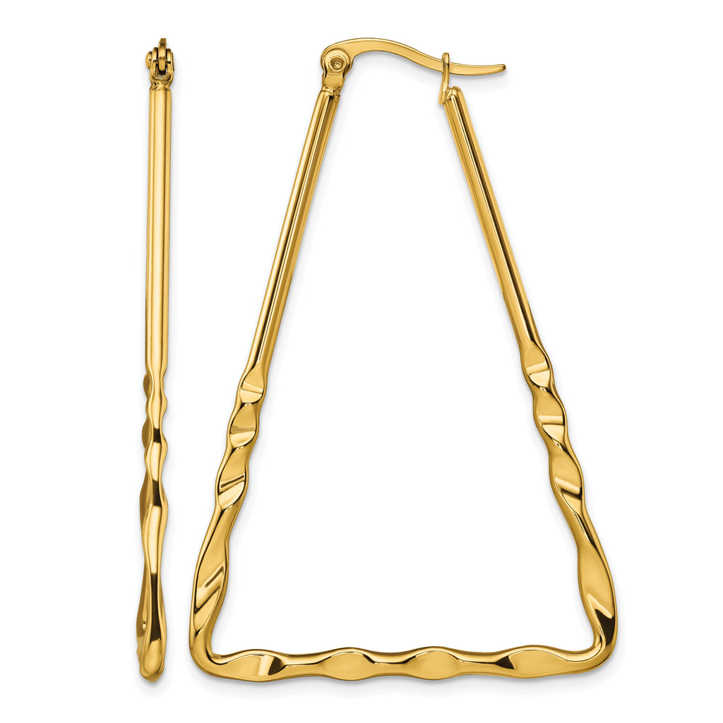 Stainless Steel Gold-Tone Polished Hoop Earrings for Women