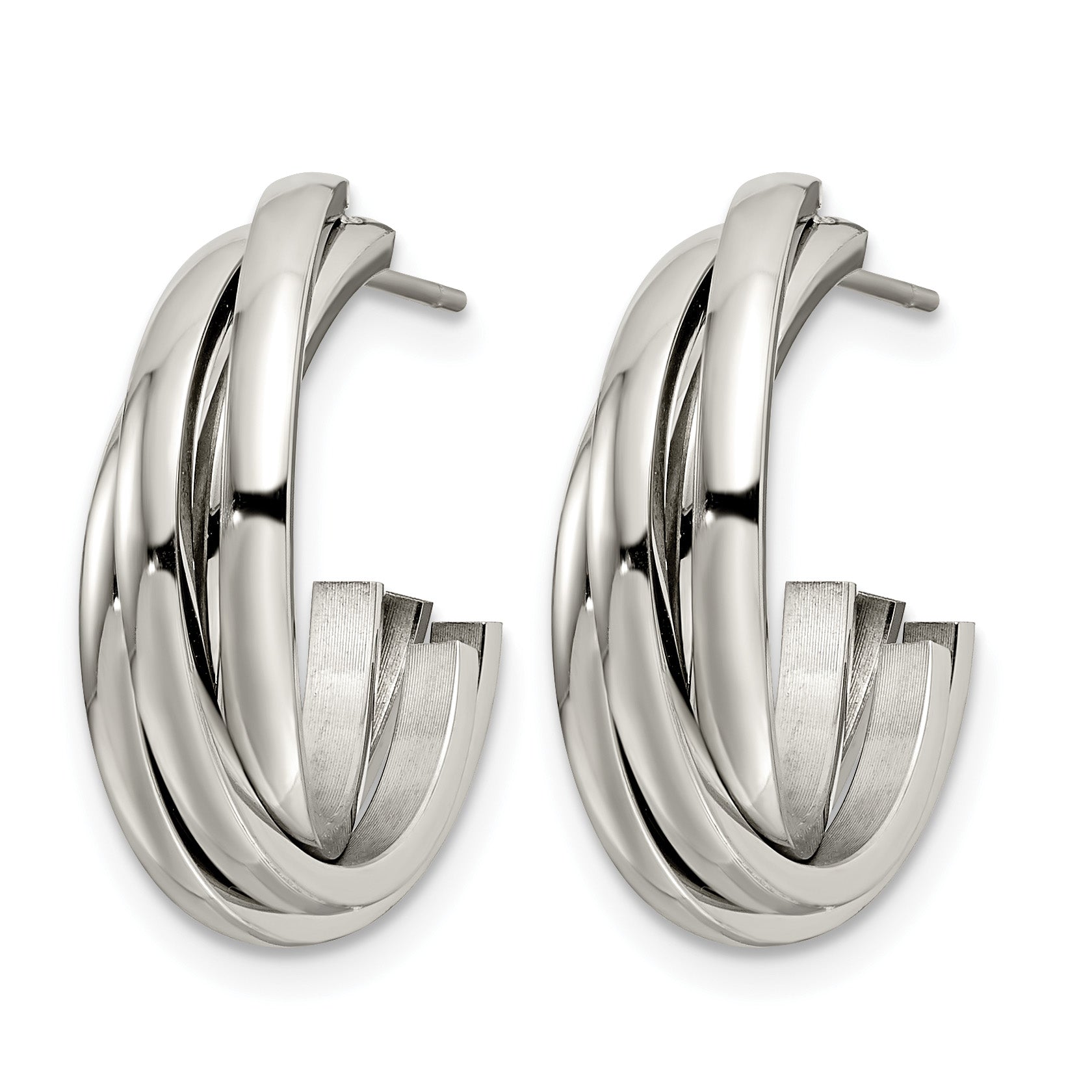 Stainless Steel Polished C-Hoop Earrings for Women Secondary image