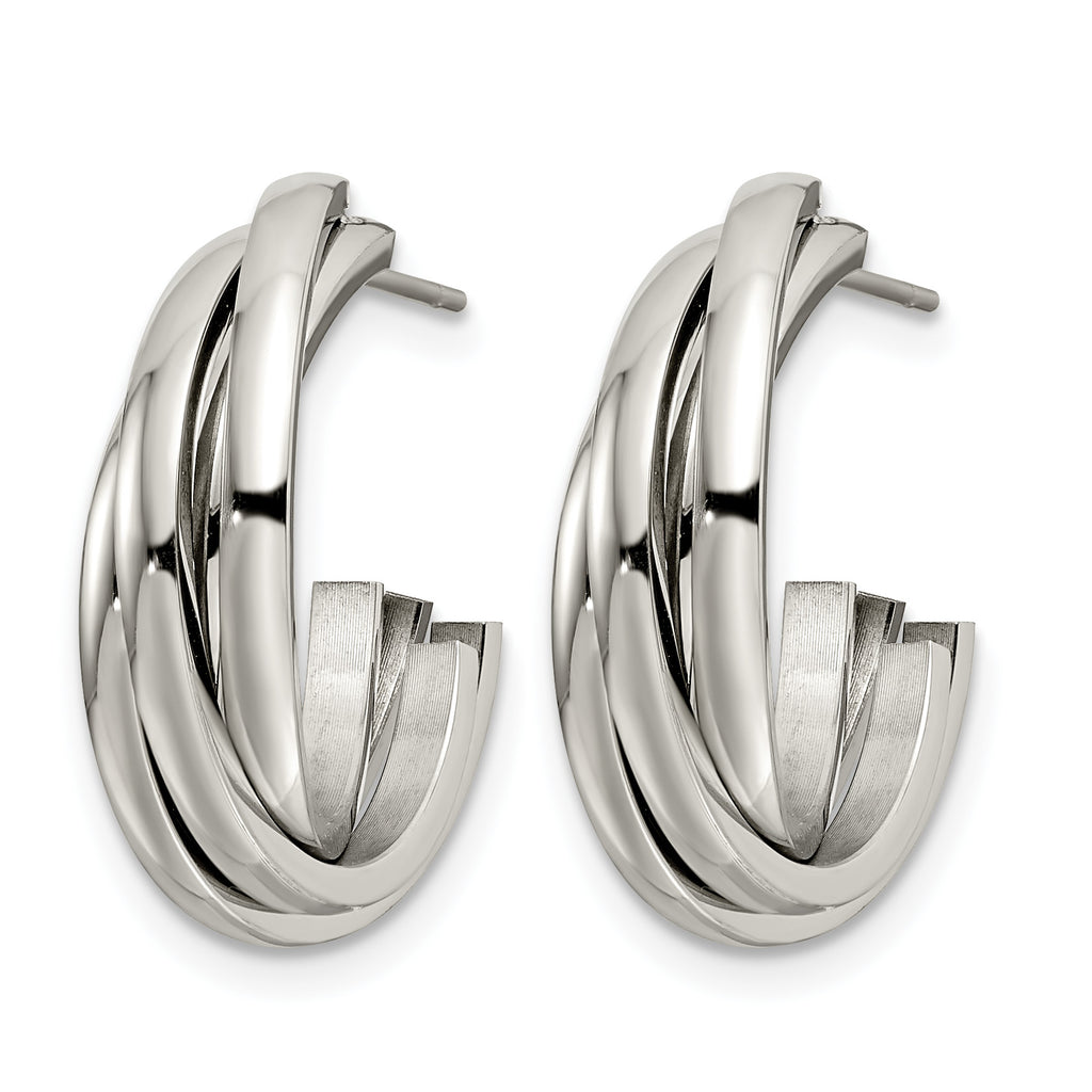 Stainless Steel Polished C-Hoop Earrings for Women