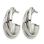 Stainless Steel Polished C-Hoop Earrings for Women