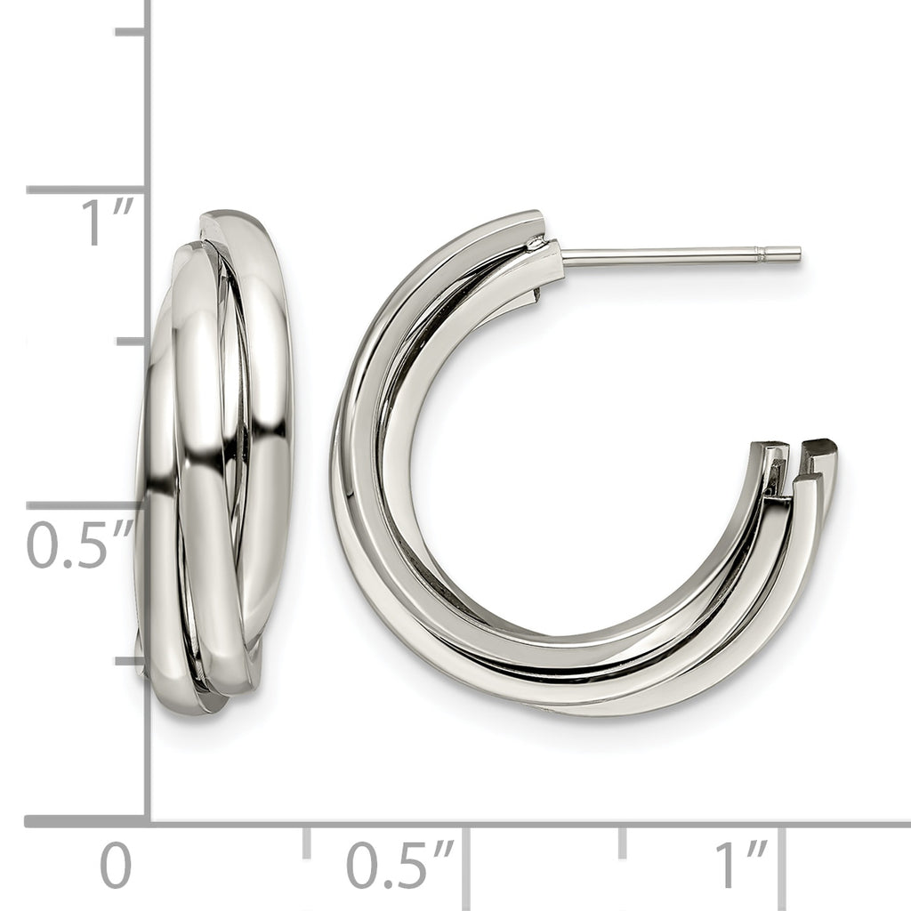 Stainless Steel Polished C-Hoop Earrings for Women