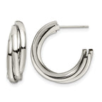 Stainless Steel Polished C-Hoop Earrings for Women