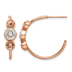 Stainless Steel Rose Gold-Tone Polished Multi-color Lab-Created Crystal C-Hoop Earrings for Women