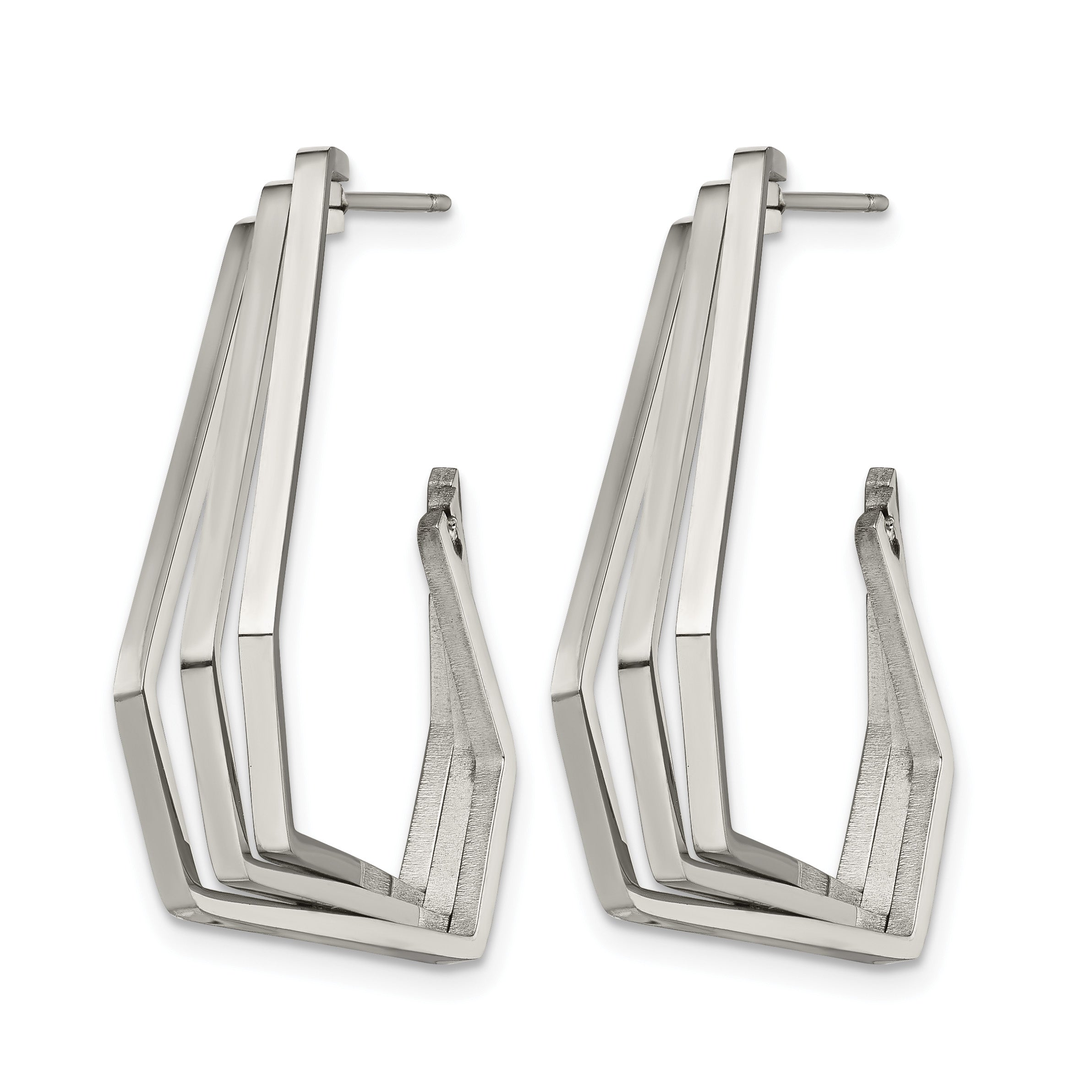Stainless Steel Polished Geometric J-Hoop Earrings for Women Secondary image