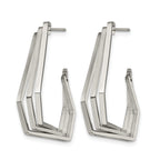 Stainless Steel Polished Geometric J-Hoop Earrings for Women